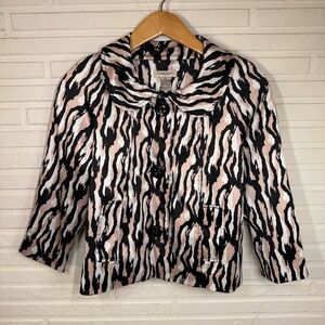 Vertigo Paris Pink Black and White 3/4 Sleeve Blazer, Women’s Size Medium